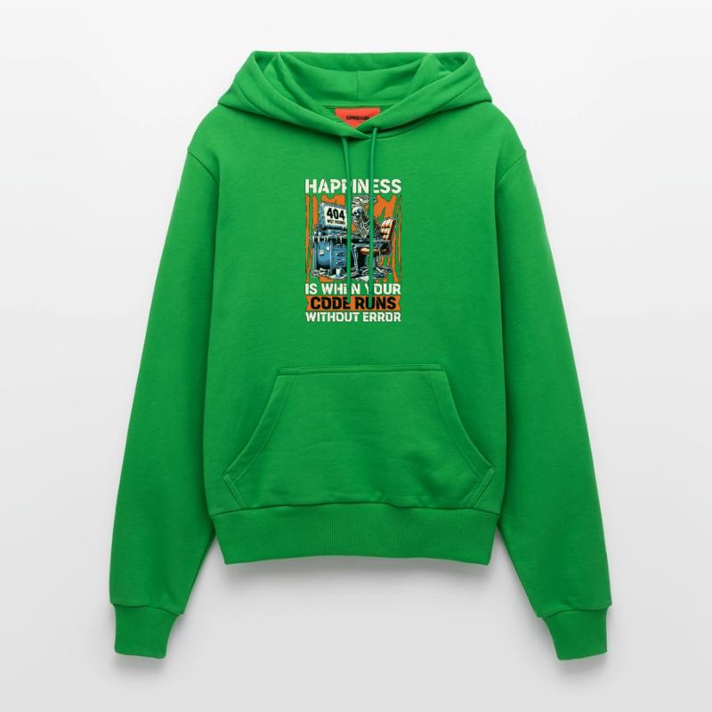 Coder Happiness Is When Your Code Runs Developer Organic Fitted Hoodie Made in EU