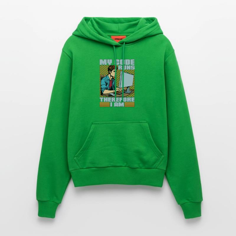 Coder My Code Runs Therefore I Am Web Developer Organic Fitted Hoodie Made in EU