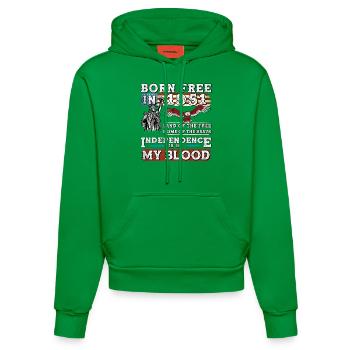 Né libre en 1951 - 74 ans de force américaine - Sweat à capuche bio ajusté fabriqué en UE - City Green - Devant