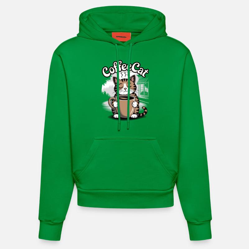 Chat de café - Sweat à capuche bio ajusté fabriqué en UE - City Green