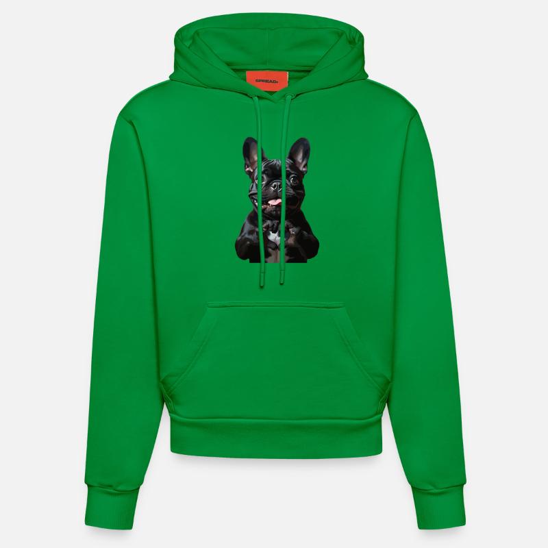 Look mignon de bouledogue français - Sweat à capuche bio ajusté fabriqué en UE - City Green