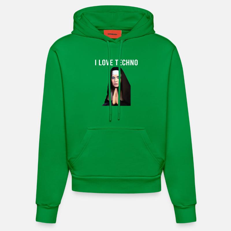 J’adore Techno Nun - Sweat à capuche bio ajusté fabriqué en UE - City Green