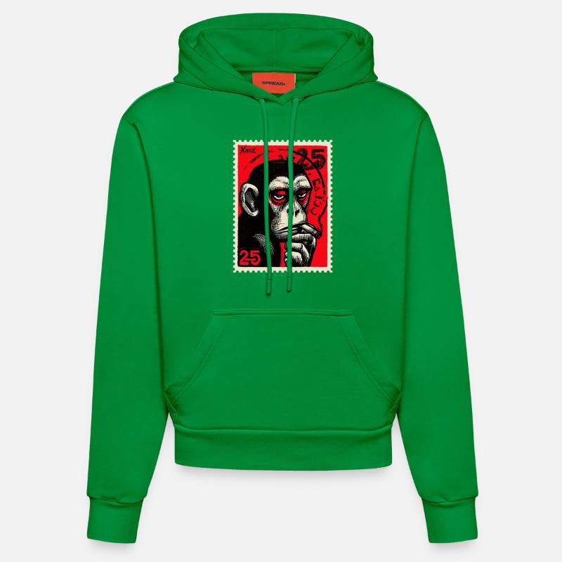 Singe cool sur timbre-poste - Sweat à capuche bio ajusté fabriqué en UE - City Green
