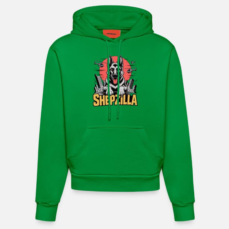 SHEPZILLA – L’empereur de la patte - Sweat à capuche bio ajusté fabriqué en UE - City Green