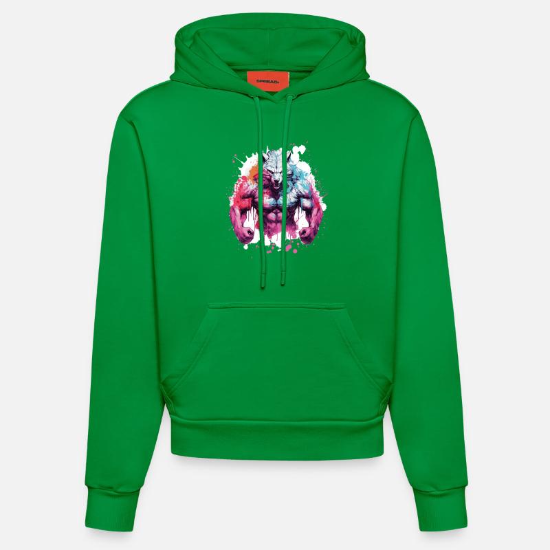 Muscles du loup - Sweat à capuche bio ajusté fabriqué en UE - City Green