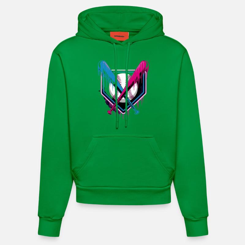 Baseball Passion Neon Style - Sweat à capuche bio ajusté fabriqué en UE - City Green