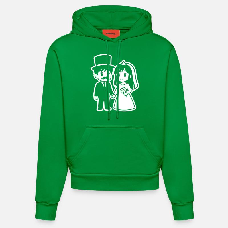 Couple de mariés Anime - Sweat à capuche bio ajusté fabriqué en UE - City Green