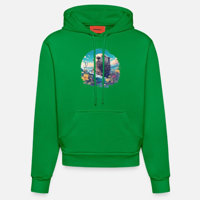 Loutre de mer - Sweat à capuche bio ajusté fabriqué en UE - City Green