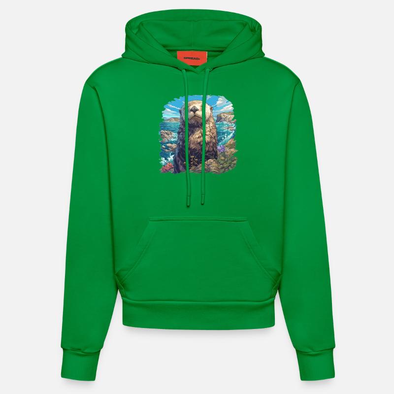 Loutre de mer - Sweat à capuche bio ajusté fabriqué en UE - City Green