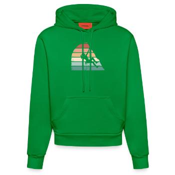 Climbing Girl – Empowered Women on the Rocks - Organic Fitted Hoodie Made in EU - City Green - Vorne