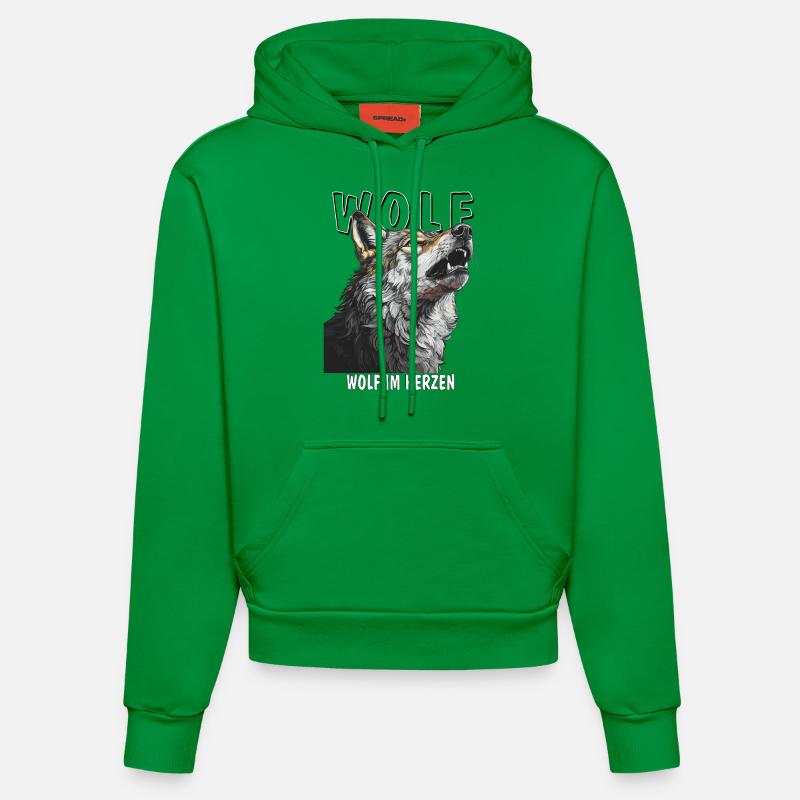LOUP LOUP DANS L’ÂME - Sweat à capuche bio ajusté fabriqué en UE - City Green
