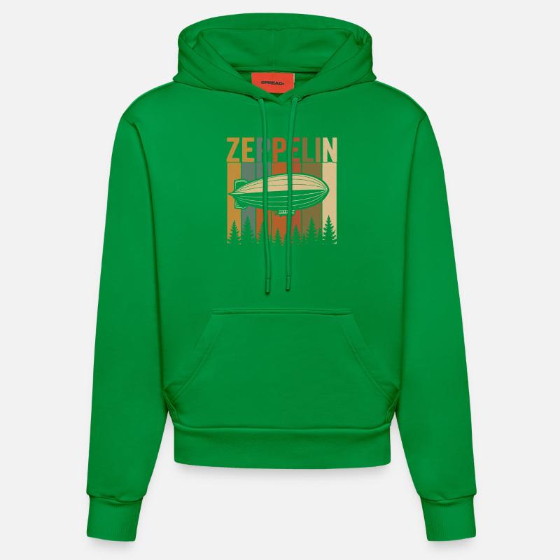 Conception rétro du dirigeable Zeppelin - Sweat à capuche bio ajusté fabriqué en UE - City Green