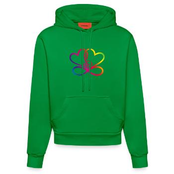 Zwei Herzen Regenbogen Infinity Love CSD LGBT - Organic Fitted Hoodie Made in EU - City Green - Vorne