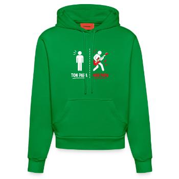 Ton Papa vs Mon Papa: Attitude Guitare - Sweat à capuche bio ajusté fabriqué en UE - City Green - Devant
