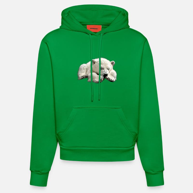 Ours blanc - Sweat à capuche bio ajusté fabriqué en UE - City Green