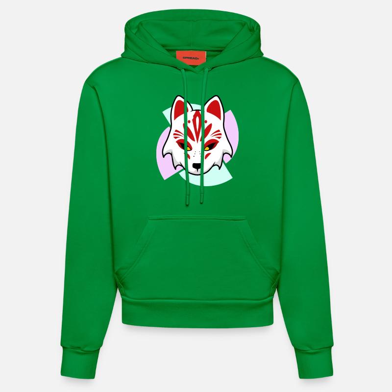 Masque Kitsune - Sweat à capuche bio ajusté fabriqué en UE - City Green