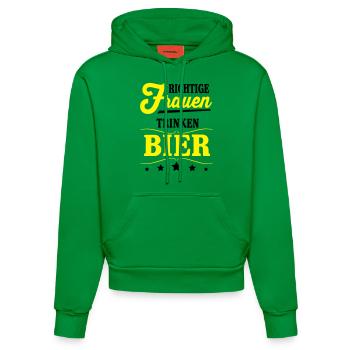Richtige Frauen trinken Bier - Organic Fitted Hoodie Made in EU - City Green - Vorne
