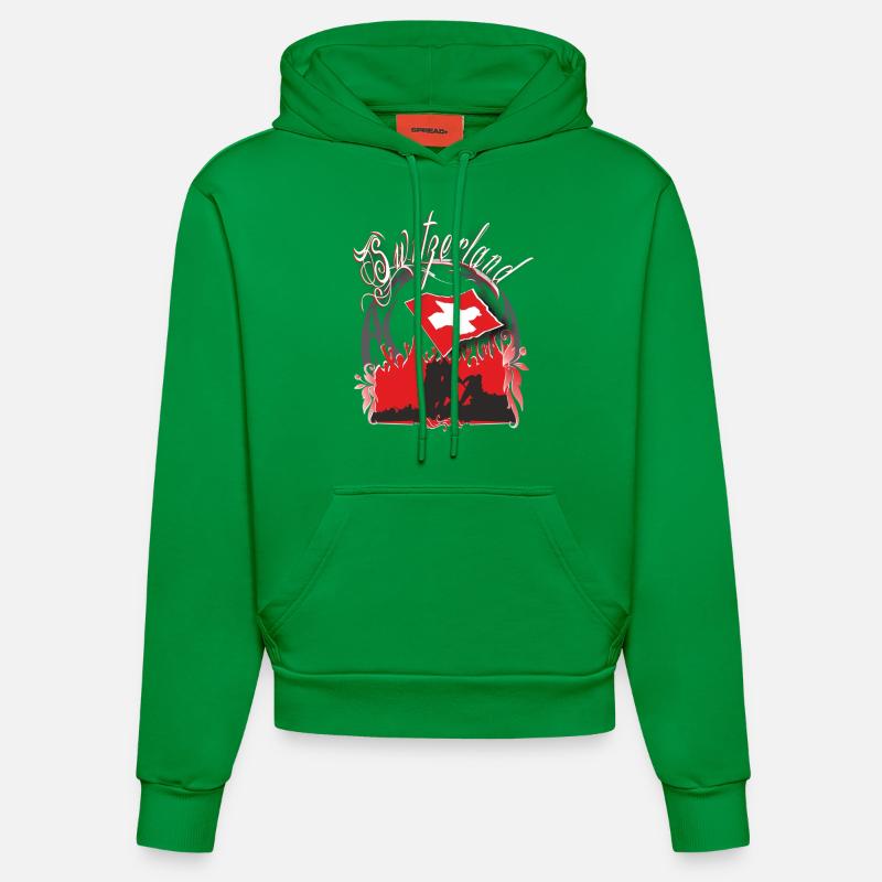 schweiz - Sweat à capuche bio ajusté fabriqué en UE - City Green