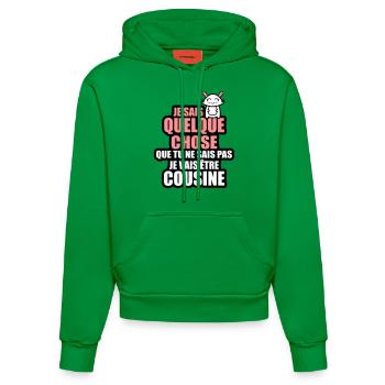 je vais être cousine - Sweat à capuche bio ajusté fabriqué en UE - City Green - Devant