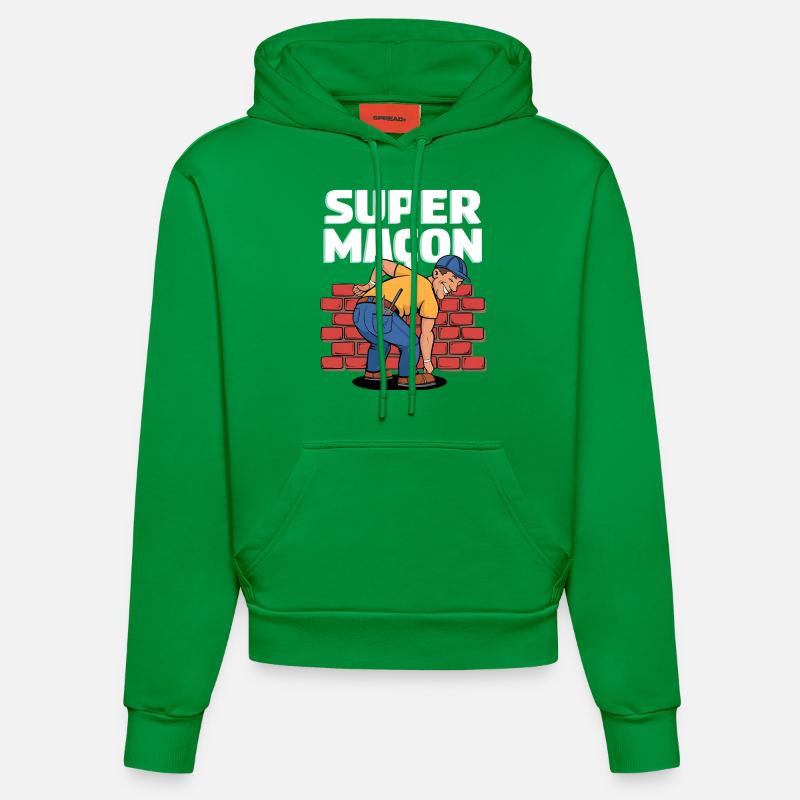 SUPER Maçon - Sweat à capuche bio ajusté fabriqué en UE - City Green