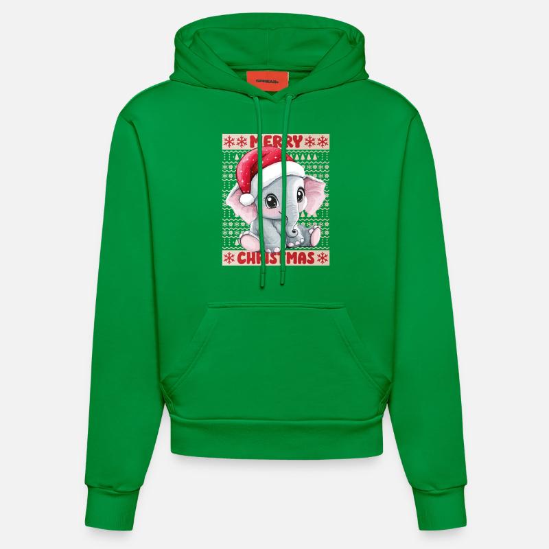 Eléphant Moche Noël Noël Doux - Sweat à capuche bio ajusté fabriqué en UE - City Green