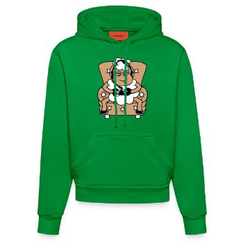 Sheep Gamer Armchair Controller Video Game Nerd Cool - Organic Fitted Hoodie Made in EU - City Green - Front