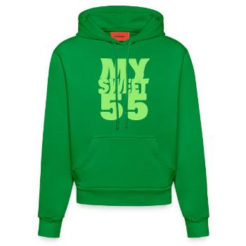 Sweet 55 - Organic Fitted Hoodie Made in EU - City Green - Front
