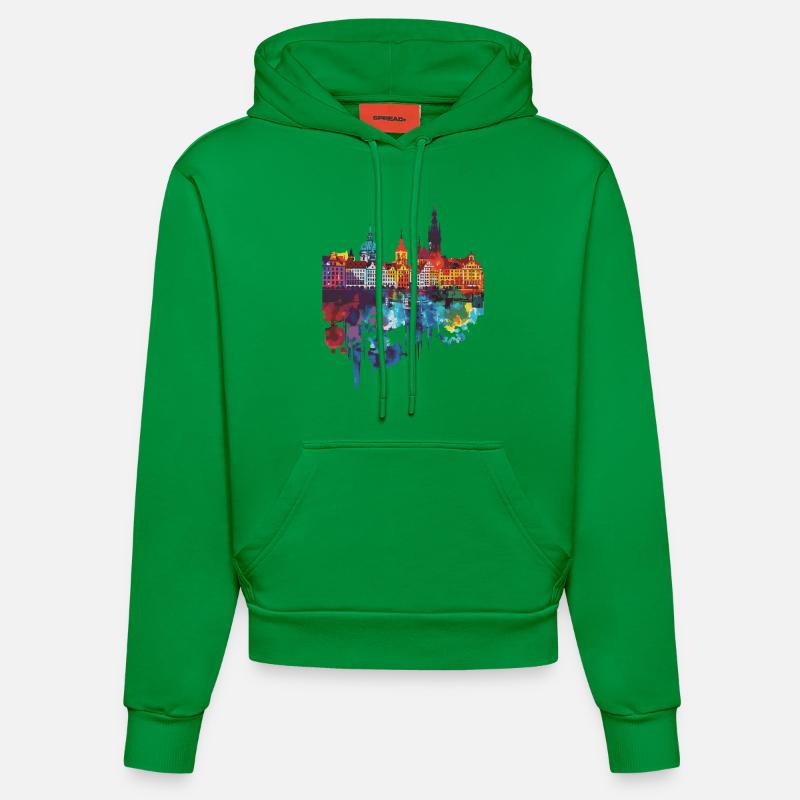 Wroclaw - Sweat à capuche bio ajusté fabriqué en UE - City Green