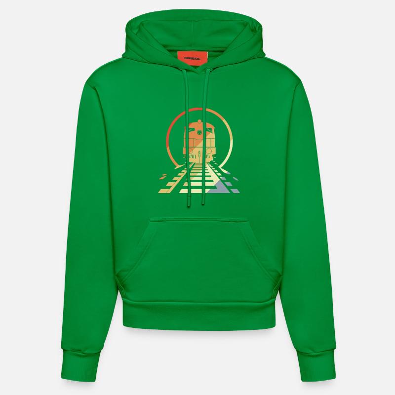 Chemin de fer rétro - Sweat à capuche bio ajusté fabriqué en UE - City Green