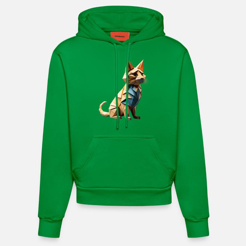 chat origami 2 - Sweat à capuche bio ajusté fabriqué en UE - City Green