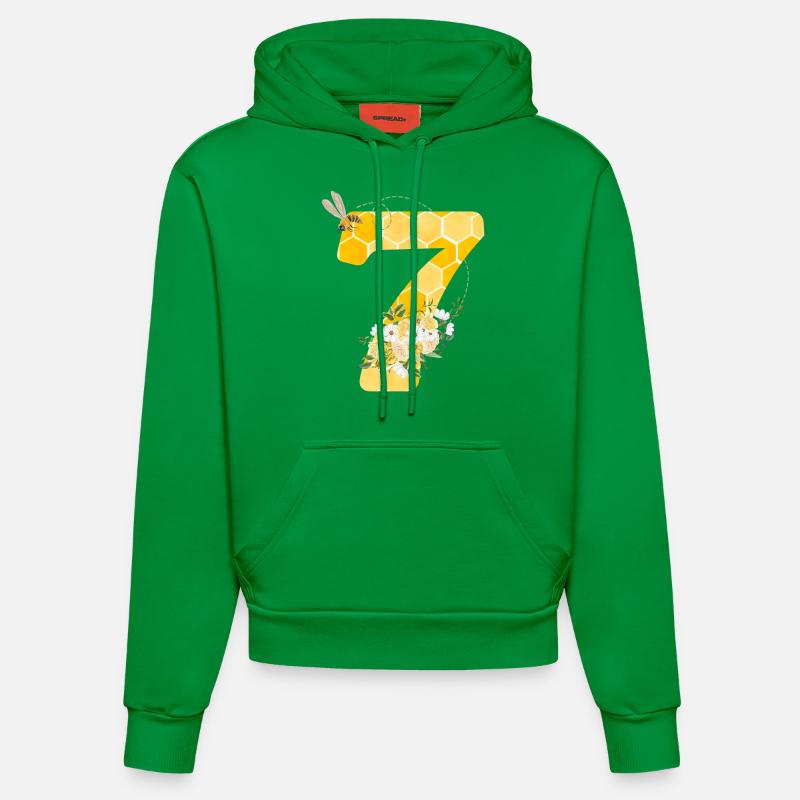 7e anniversaire abeille - Sweat à capuche bio ajusté fabriqué en UE - City Green