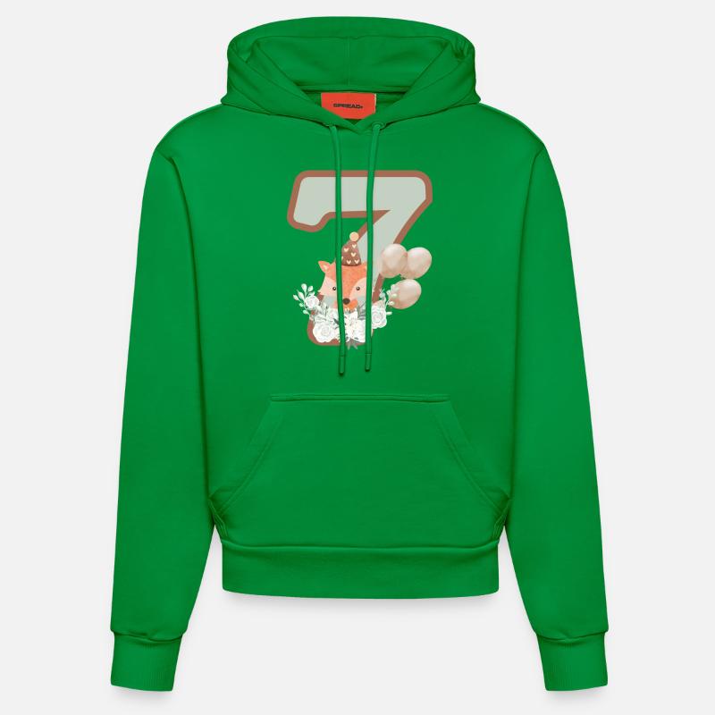 7e anniversaire renard fleurs - Sweat à capuche bio ajusté fabriqué en UE - City Green
