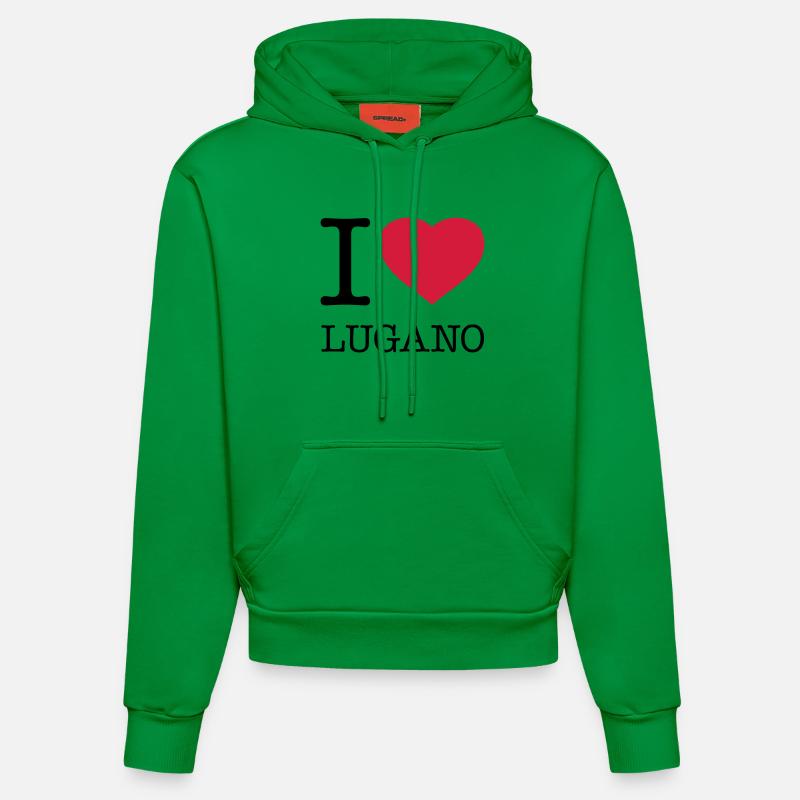 I LOVE LUGANO Suisse Schweiz - Sweat à capuche bio ajusté fabriqué en UE - City Green