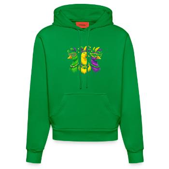 Karnevalstrio der Maskenvögel - Organic Fitted Hoodie Made in EU - City Green - Vorne