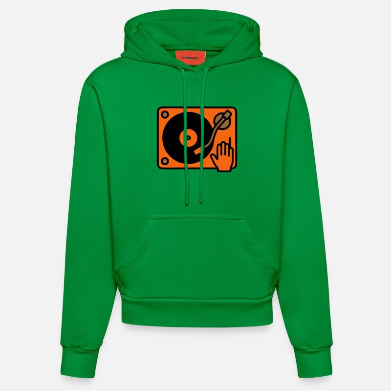 DJ Turntable grattant à la main - Sweat à capuche bio ajusté fabriqué en UE - City Green