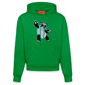 Panda Kiss - Organic Fitted Hoodie Made in EU - City Green - Vorne