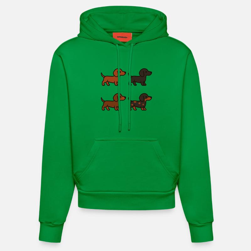 Ensemble d’illustrations de teckel mignon - Sweat à capuche bio ajusté fabriqué en UE - City Green