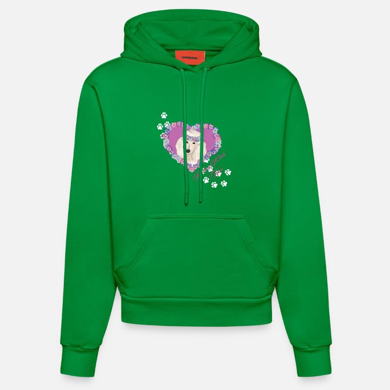 Caniche au visage de au repos - Sweat à capuche bio ajusté fabriqué en UE - City Green