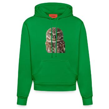 Owl - Organic Fitted Hoodie Made in EU - City Green - Front