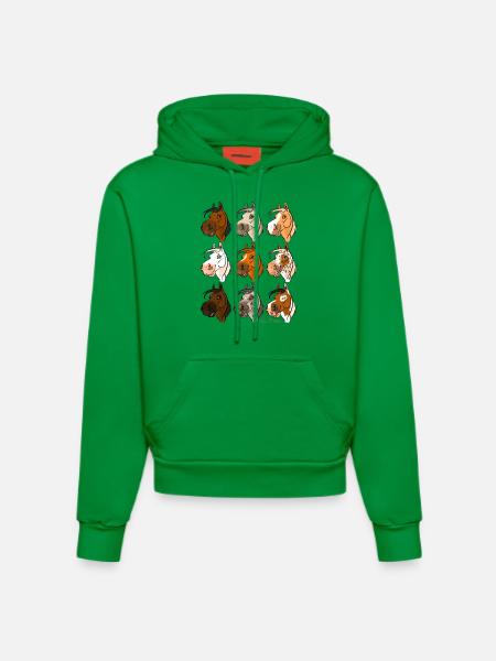 Horse collection "Coquins", the 9! - Organic Fitted Hoodie Made in EU - City Green