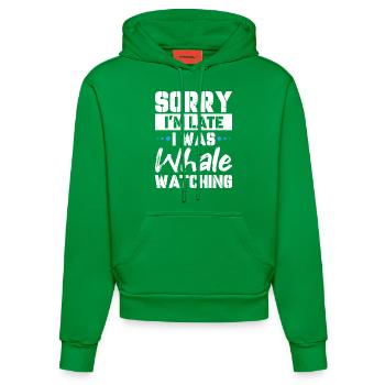 Sorry I'm Late I Was Whale Watching - Organic Fitted Hoodie Made in EU - City Green - Vorne