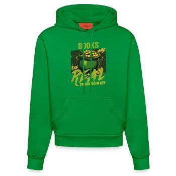 Les livres sont les vrais trésors de la vie Saint-Patrick - Sweat à capuche bio ajusté fabriqué en UE - City Green - Devant
