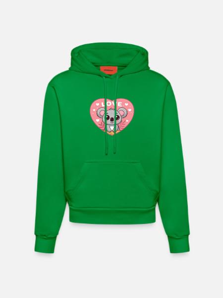 Koalaherz süße Liebe - Organic Fitted Hoodie Made in EU - City Green