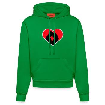 Couple Silhouette Amour Romance Petit ami de la Saint-Valentin - Sweat à capuche bio ajusté fabriqué en UE - City Green - Devant