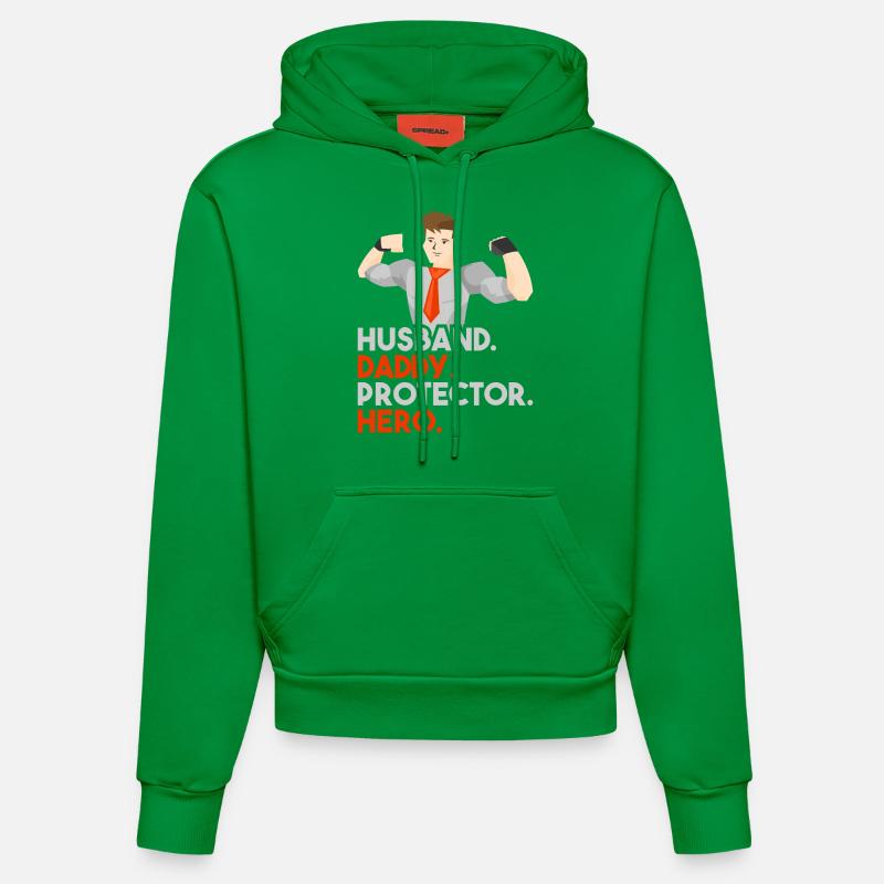 Papa super-héros - Sweat à capuche bio ajusté fabriqué en UE - City Green