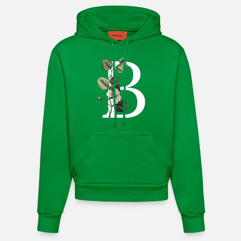 lettre b botanique vert - Sweat à capuche bio ajusté fabriqué en UE - City Green