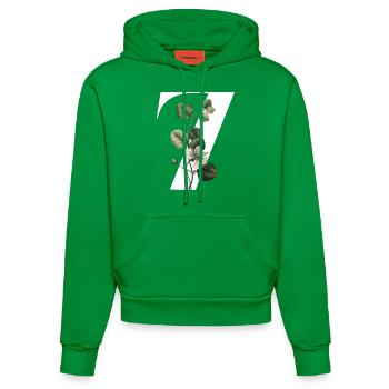 Nummer 7 Blumengrün -7. Blumengeburtstag - Organic Fitted Hoodie Made in EU - City Green - Vorne