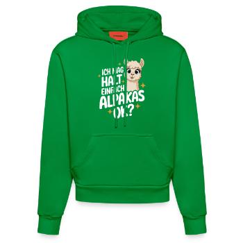 Alpaca llama alpacas animal - Organic Fitted Hoodie Made in EU - City Green - Front