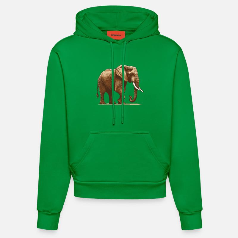 Éléphant - Sweat à capuche bio ajusté fabriqué en UE - City Green