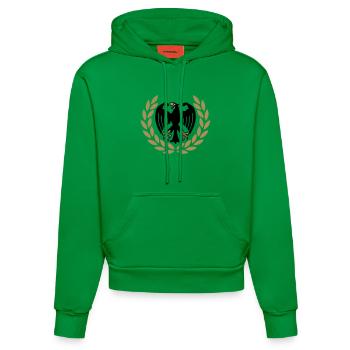 German Weight Lifting Adler - Organic Fitted Hoodie Made in EU - City Green - Front